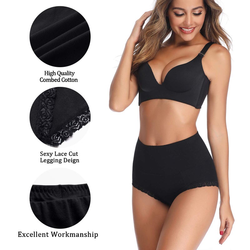 OPIBOO Plus Size Women's Cotton Underwear High Waisted Postpartum Tummy Control Panties Stretch Comfortable Briefs Packs 2x - Image 3